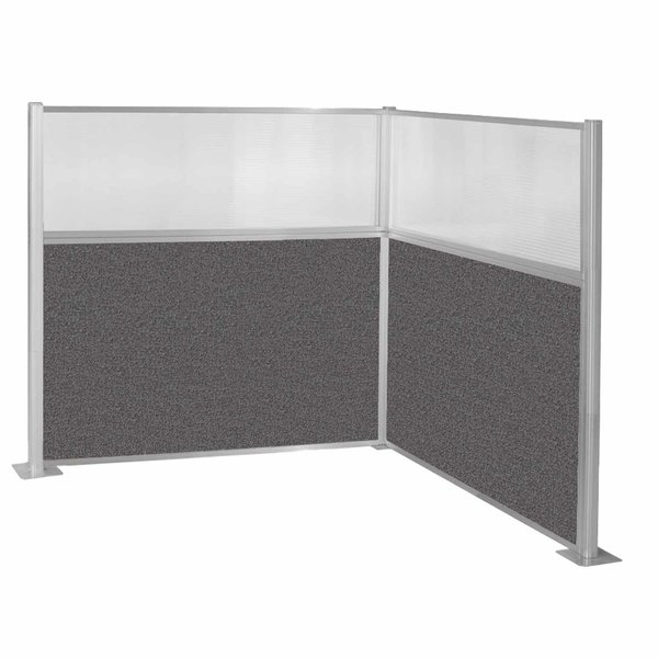 Versare Pre-Configured Hush Panel Cubicle (L Shape) 6' x 6' L-Build W/ Window Charcoal Gray Fabric 1861007